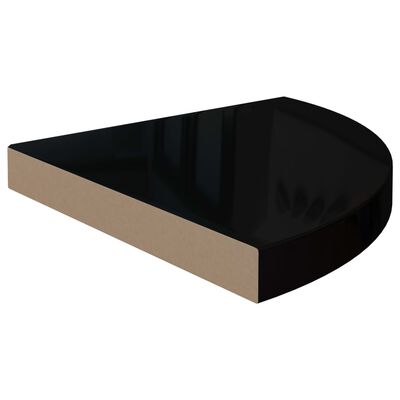 vidaXL Floating Corner Shelf High Gloss Black 35x35x3.8 cm MDF