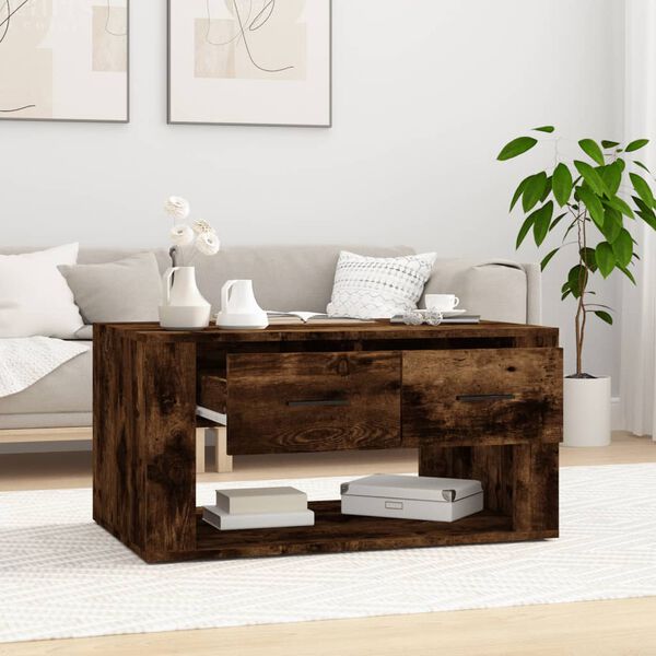 vidaXL Coffee Table Smoked Oak 80x50x40 cm Engineered Wood