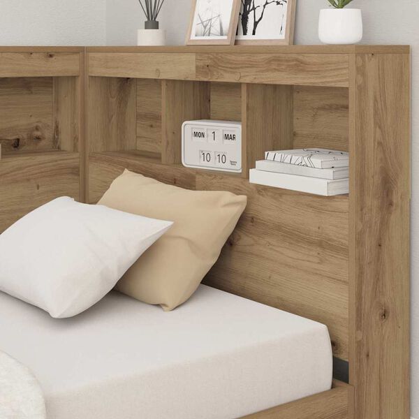 vidaXL Storage Headboard with Shelf Artisan Oak 100 cm Engineered Wood