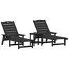 vidaXL Sun Lounger 3 pcs Polyethylene Black