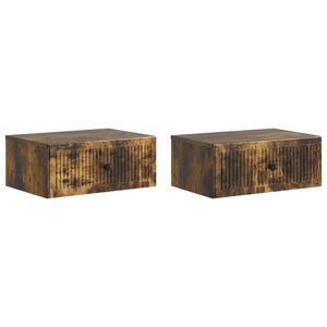 vidaXL Bedside Cabinet 2 pcs Smoked Oak 49 x 34.5 x 20 cm