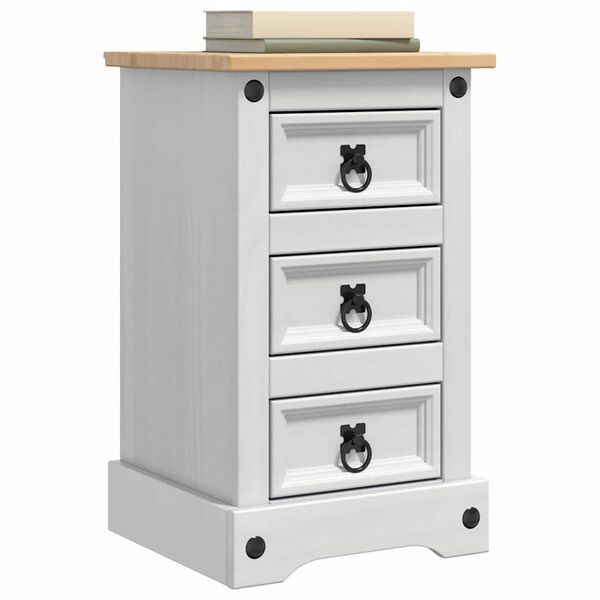 vidaXL Bedside Table White 35 x 32.5 x 58 cm Solid Pine Wood