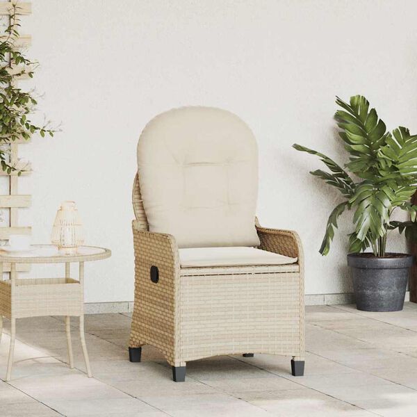 vidaXL Recliner Chair Beige 56 x 66 x 95cm Poly Rattan