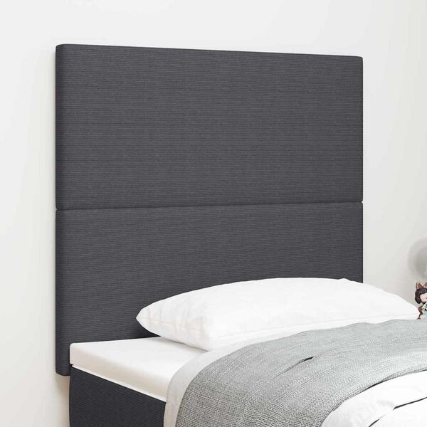 vidaXL LED Headboard with LED Strip Lights Dark grey 80 cm Fabric