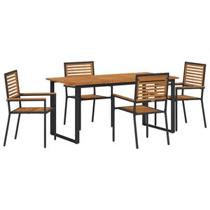 vidaXL Garden Dining Set 5 pcs Black Solid Acacia Wood