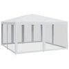 vidaXL Party Tent with 8 Mesh Sidewalls White 4x4 m HDPE