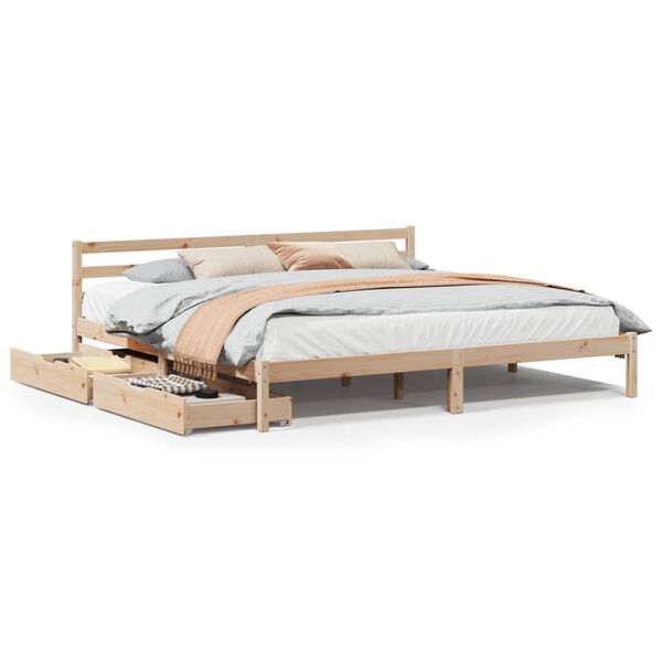 vidaXL Bed Frame without Mattress 180x200 cm Super King Solid Wood Pine
