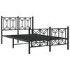 vidaXL Metal Bed Frame without Mattress with Footboard Black 120x190cm