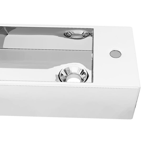 vidaXL Wash Basin with Overflow 49x25x15 cm Ceramic Silver