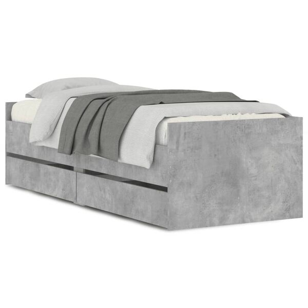 vidaXL Bed Frame without Mattress Concrete Grey 75x190 cm Small Single Small Single