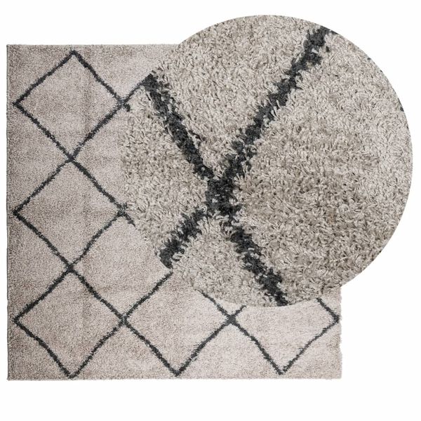 vidaXL Shaggy Rug PAMPLONA High Pile Modern Beige and Anthracite 200x200 cm