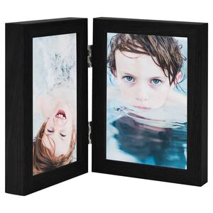vidaXL Bifold Photo Frame Collage Black 2x(13x18 cm)