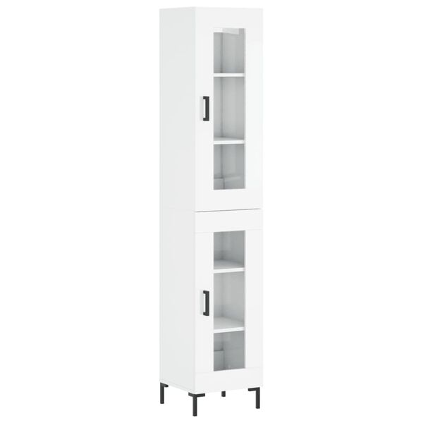 vidaXL Highboard High Gloss White 34.5x34x180 cm Engineered Wood
