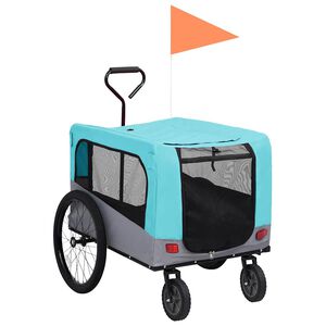 vidaXL 2-in-1 Pet Bike Trailer & Jogging Stroller Blue and Grey