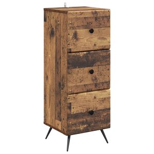 vidaXL Drawer Cabinet Old Wood 33 x 34.5 x 90 cm Engineered Wood