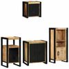 vidaXL Bathroom Furniture Set 4 pcs Brown and Black Solid Mango Wood