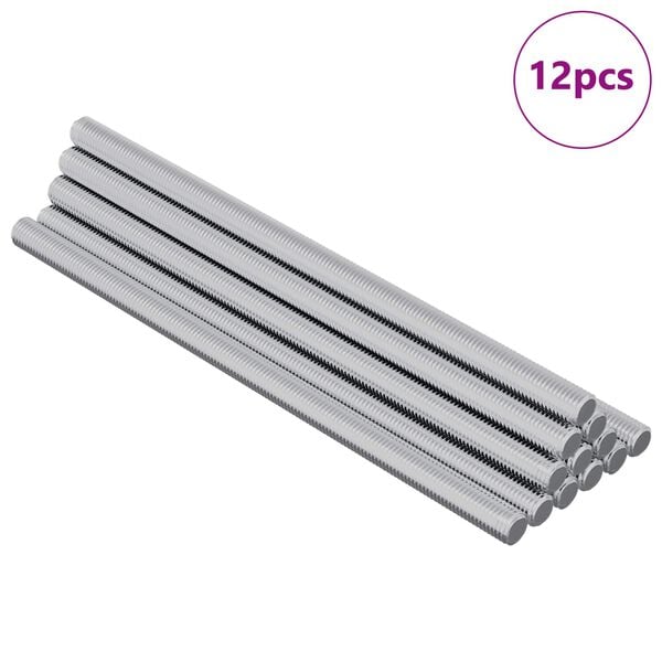 vidaXL Threaded Rods 12 pcs Silver M6 x 120 mm (Thread Diameter x L)