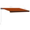 vidaXL Manual Retractable Awning with LED 450x300 cm Orange and Brown