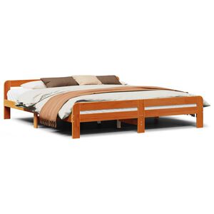 vidaXL Bed Frame without Mattress Wax Brown 180x200 cm Super King Size Solid Wood Pine
