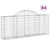 vidaXL Arched Gabion Baskets 4 pcs 200x30x80/100 cm Galvanised Iron