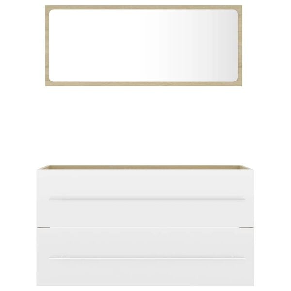 vidaXL 2 Piece Bathroom Furniture Set White and Sonoma Oak Engineered Wood