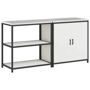 vidaXL Kitchen Storage Set HATTEM 2 pcs White Cold-rolled Steel
