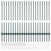 vidaXL Fence Posts Height Adjustable Manual 22 pcs Green 140 cm Steel