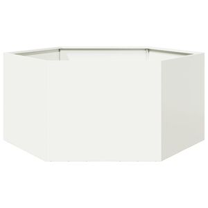 vidaXL Garden Planter White Hexagon 104x90x45 cm Steel