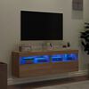 vidaXL TV Wall Cabinets with LED Lights 2 pcs Sonoma Oak 60x30x40 cm
