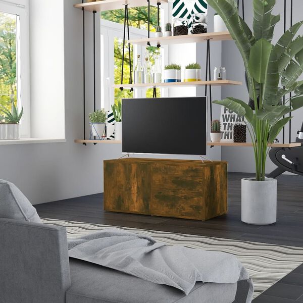vidaXL TV Cabinet Smoked Oak 80x34x36 cm Engineered Wood