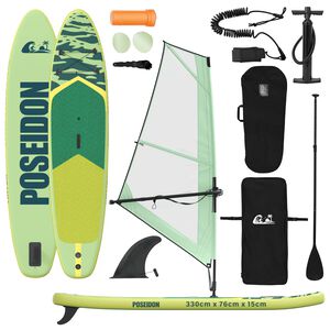 vidaXL Inflatable SUP Board with Sail POSEIDON 330 x 76 x 15 cm Green