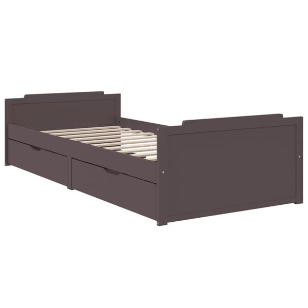 vidaXL Bed Frame without Mattress Dark Brown Solid Wood Pine 90x200 cm