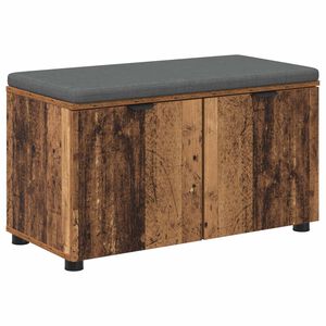 vidaXL Hall Bench with Cushion with Storage Old Wood 80 x 46 x 46 cm
