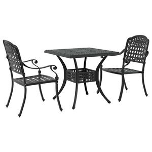 vidaXL Garden Table Set 3 pcs Black Cast Aluminium
