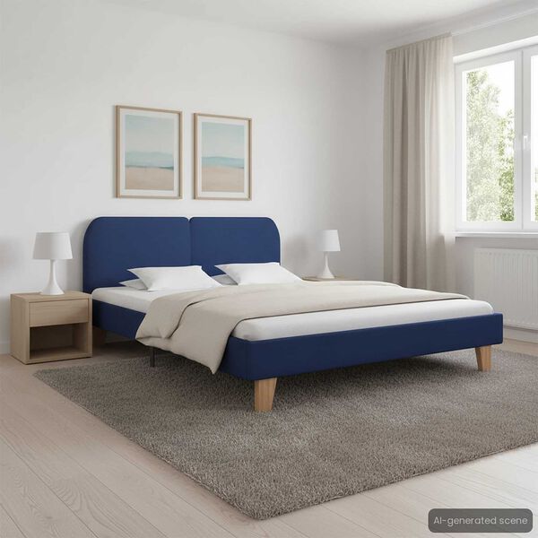 vidaXL Bed Frame without Mattress Blue Fabric 150x200 cm King Size