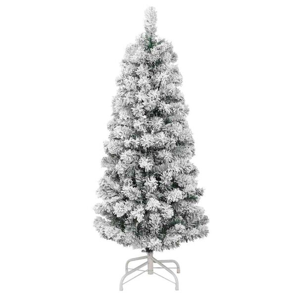 vidaXL Artificial Hinged Christmas Tree Green and White 150 cm