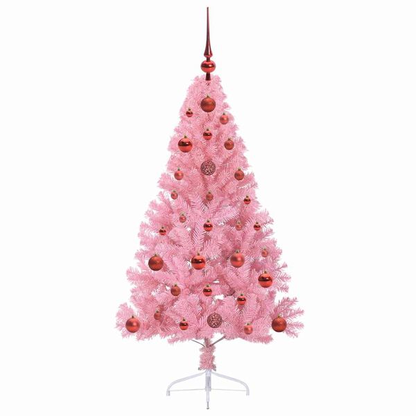 vidaXL Artificial Pre-lit Christmas Tree with 150 LEDs Pink 120 cm PVC