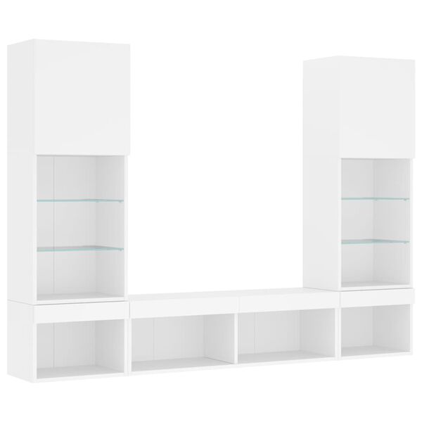 vidaXL 5 Piece TV Wall Units with LED White Engineered Wood