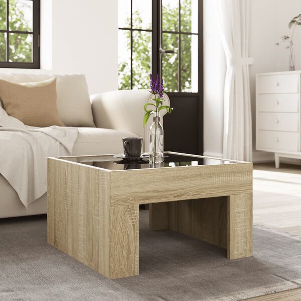 vidaXL Coffee Table with Infinity LED Sonoma Oak 50x50x30 cm