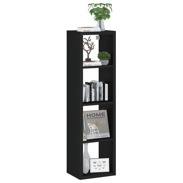 vidaXL Wall Cube Shelf Black 37x29.5x134.5 cm MDF
