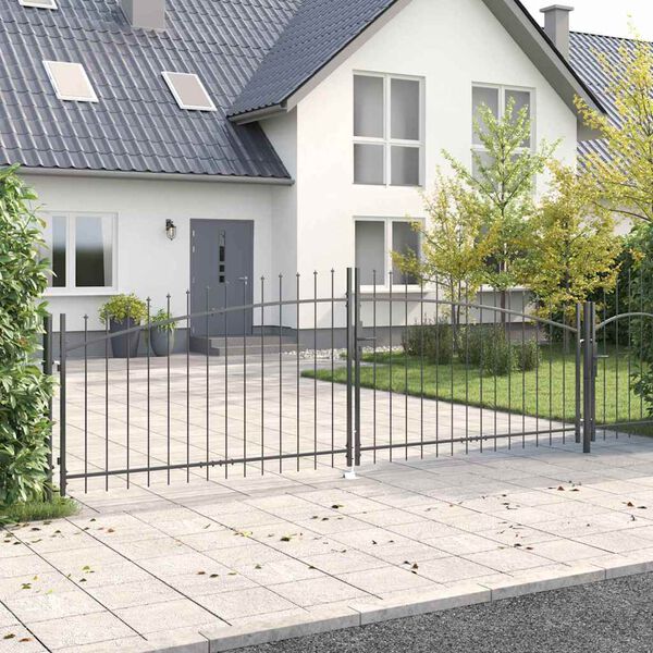 vidaXL Double Gate with Lock Woerden Grey 400 x 174.5 cm Steel
