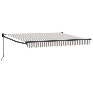 vidaXL Retractable Awning Light Grey and White 5 x 3 m