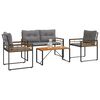 vidaXL Outdoor Furniture Set with Cushion 4 pcs Light Grey