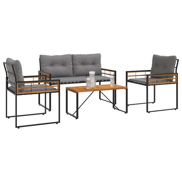 vidaXL Outdoor Furniture Set with Cushion 4 pcs Light Grey