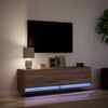vidaXL TV Wall Cabinet with LED Lights Brown Oak 140x31x38 cm