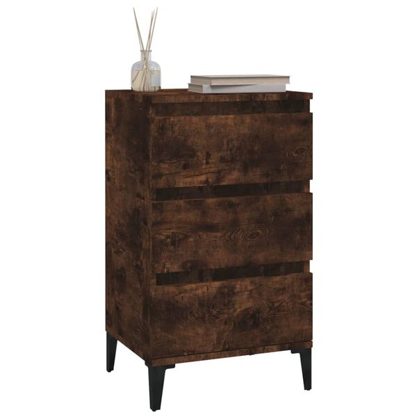 vidaXL Bedside Cabinet Smoked Oak 40x35x70 cm Engineered Wood
