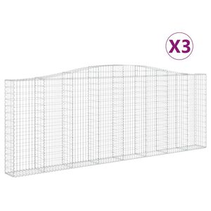 vidaXL Arched Gabion Baskets 3 pcs 400x30x140/160 cm Galvanised Iron