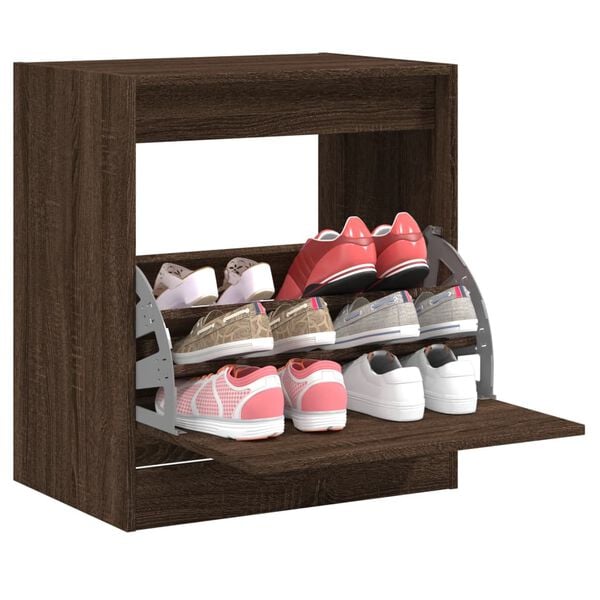 vidaXL Shoe Cabinet Brown Oak 60x42x69 cm Engineered Wood