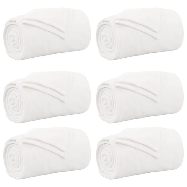 vidaXL Throw Blankets 6 pcs White 240 x 270 cm Fleece