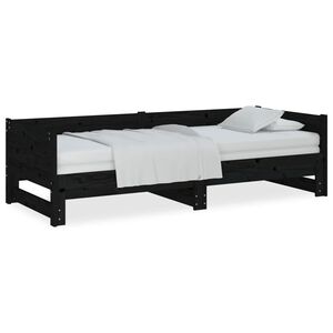 vidaXL Pull-out Day Bed | Black | Solid pine wood | 2x | Convertible